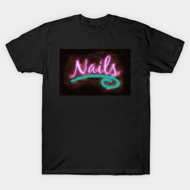 Neon Nails Sign T-Shirt by Packrat